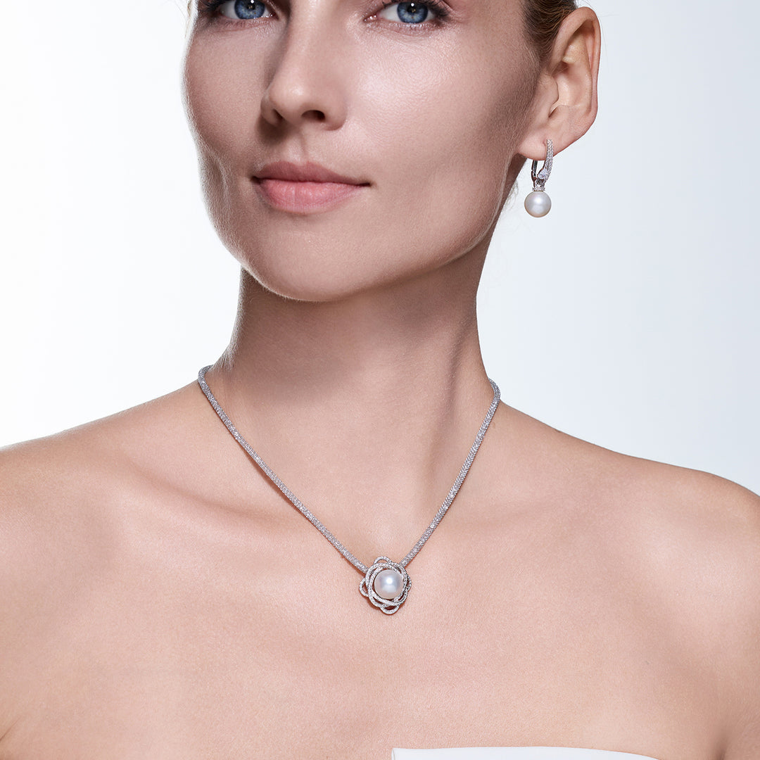 Kalung Mutiara Putih Laut Selatan Kilauan Teratas WN00903