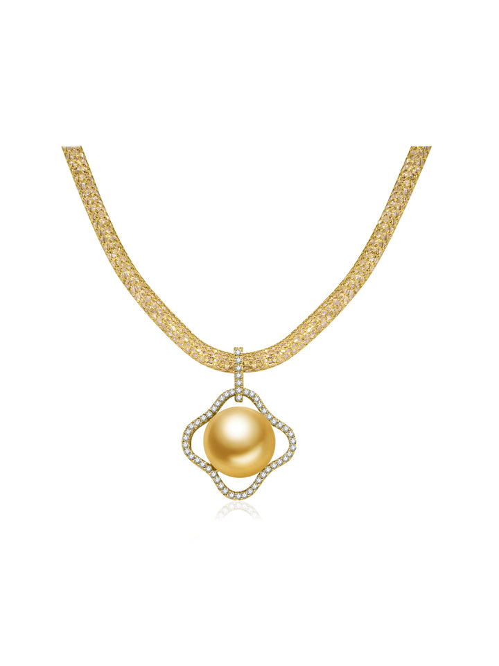 Collier en perles dorées de la mer du Sud à lustre supérieur WN00904