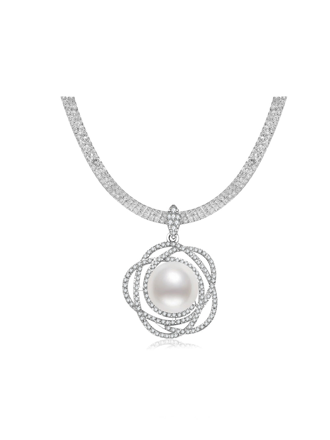 Collier en perles blanches de la mer du Sud à lustre supérieur WN00906