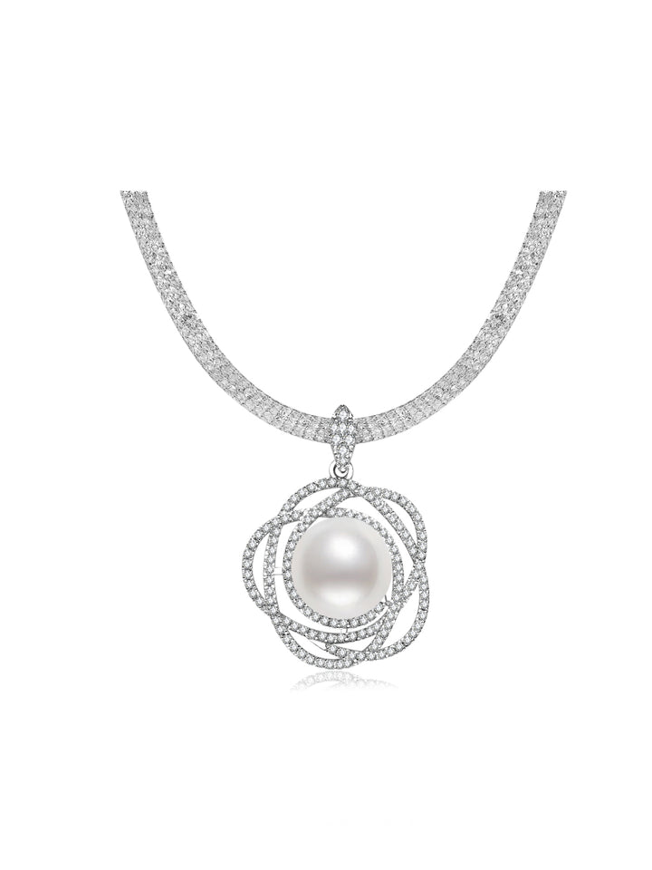 Collier en perles blanches de la mer du Sud à lustre supérieur WN00906