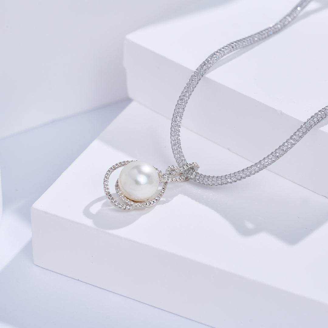 Kalung Mutiara Putih Laut Selatan Kilauan Teratas WN00909