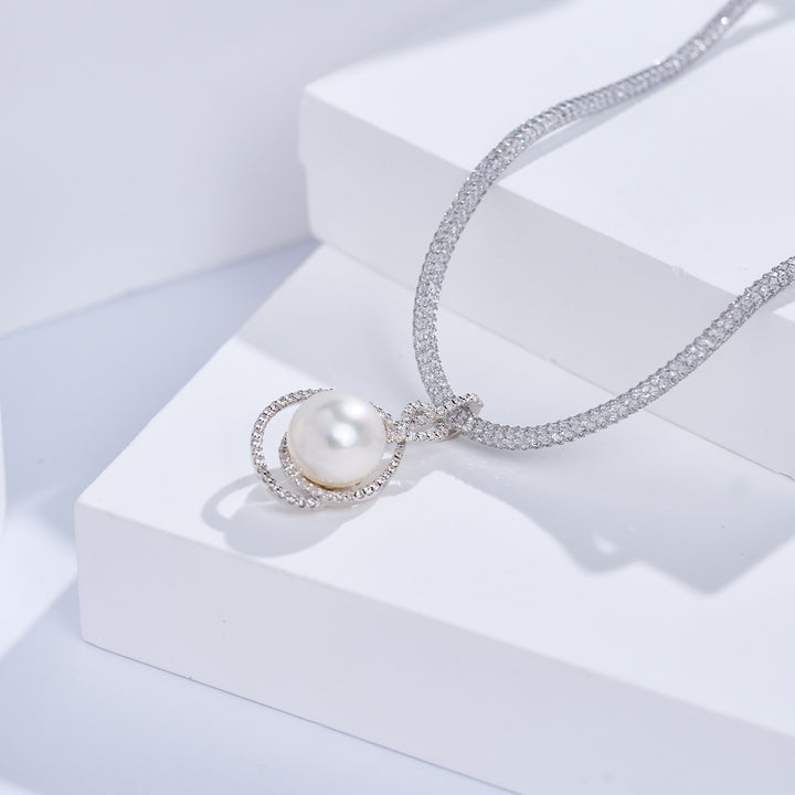 Kalung Mutiara Putih Laut Selatan Kilauan Teratas WN00909