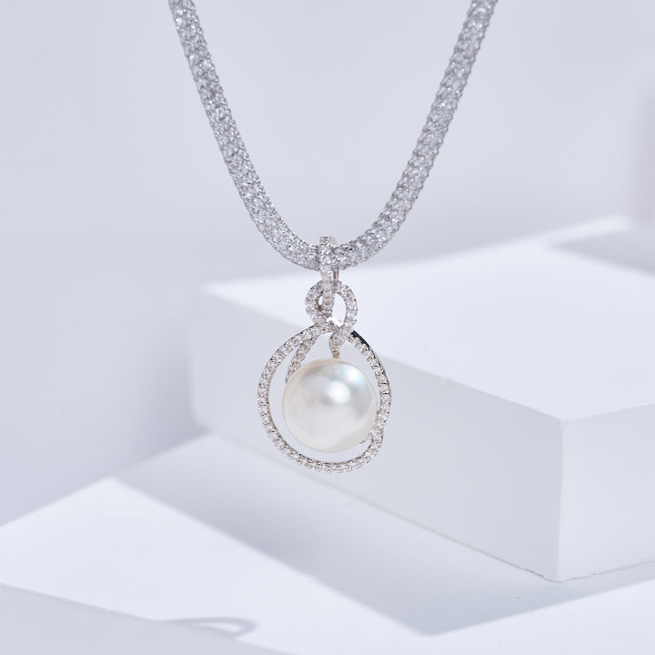 Kalung Mutiara Putih Laut Selatan Kilauan Teratas WN00909