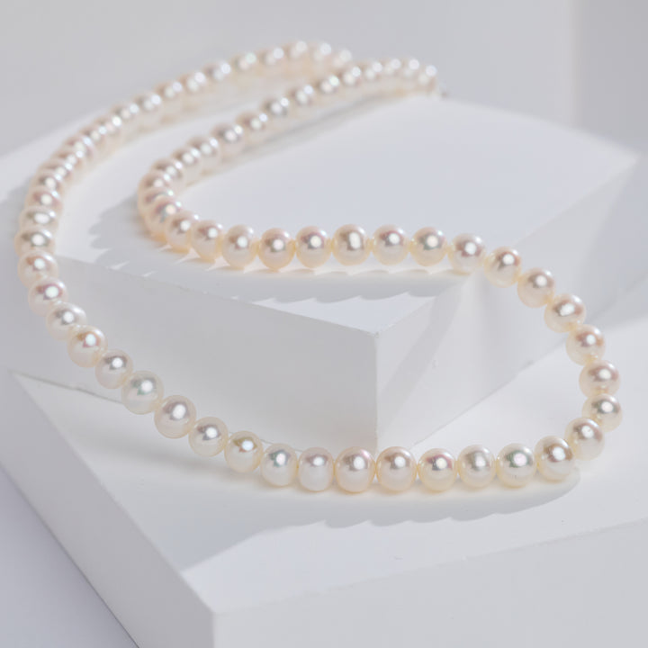 Rantai Leher Mutiara Air Tawar Kilauan Teratas WN00914 | REBEN