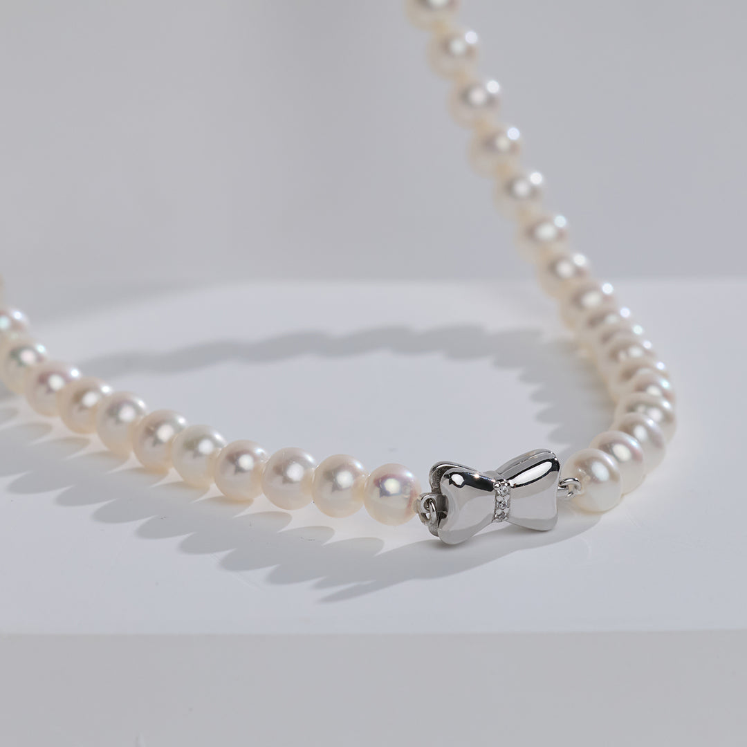 Rantai Leher Mutiara Air Tawar Kilauan Teratas WN00914 | REBEN