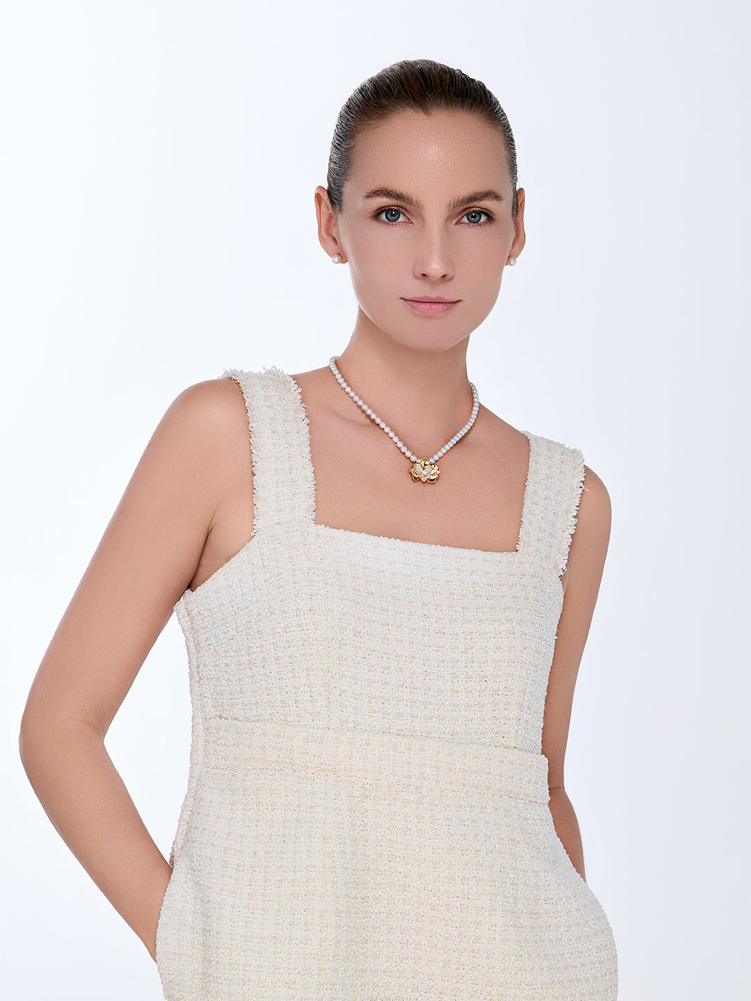 Collar elegante de perlas de agua dulce WN00950 | ORCHID