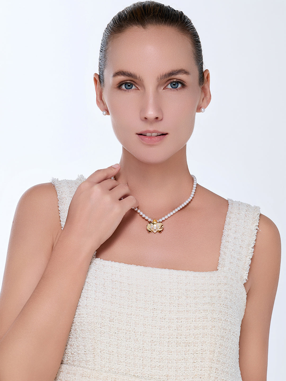 Collar elegante de perlas de agua dulce WN00950 | ORCHID