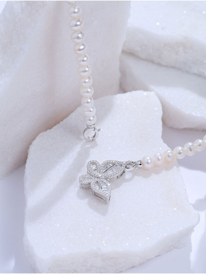 Top Lustre Freshwater Pearl Necklace WN00960 | BUTTERFLY