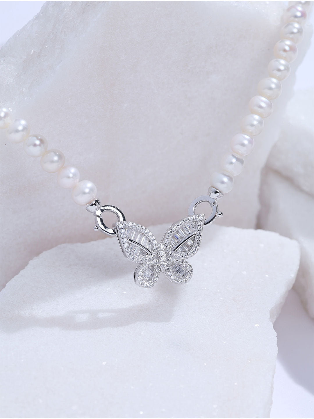 Top Lustre Freshwater Pearl Necklace WN00960 | BUTTERFLY