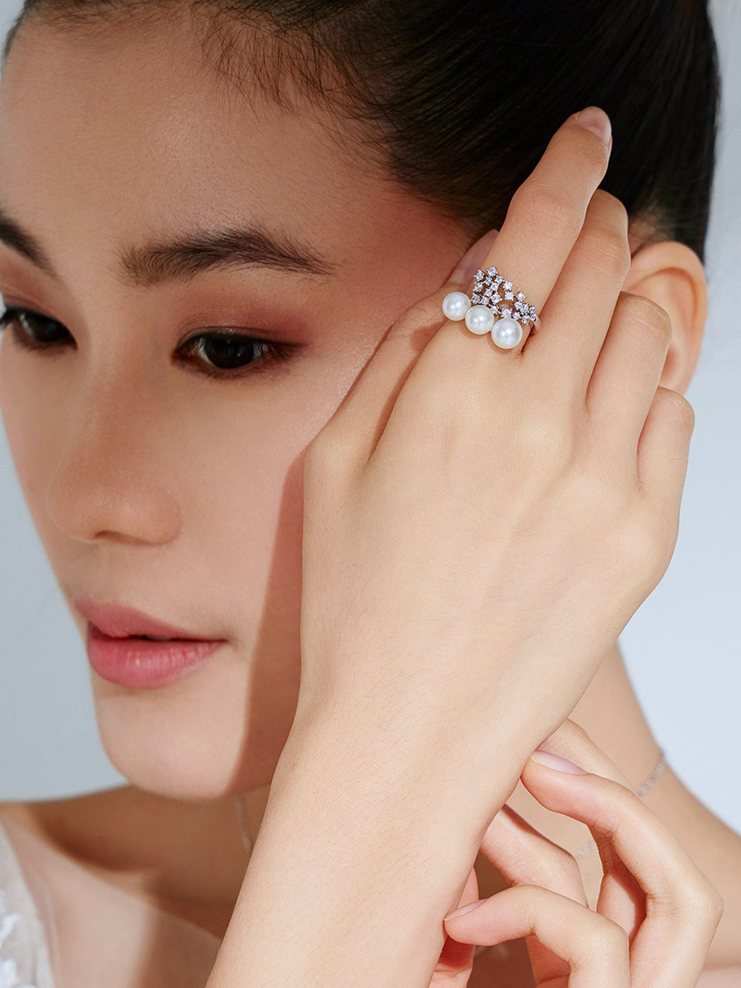 Bague élégante en perles d&