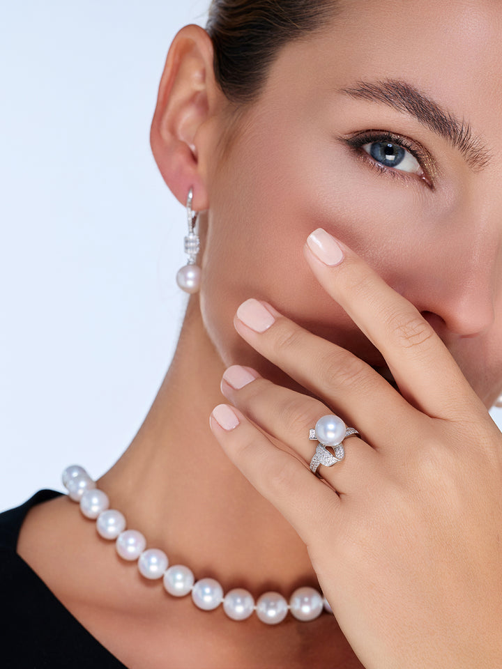 Bague australienne en perles blanches des mers du Sud WR00137