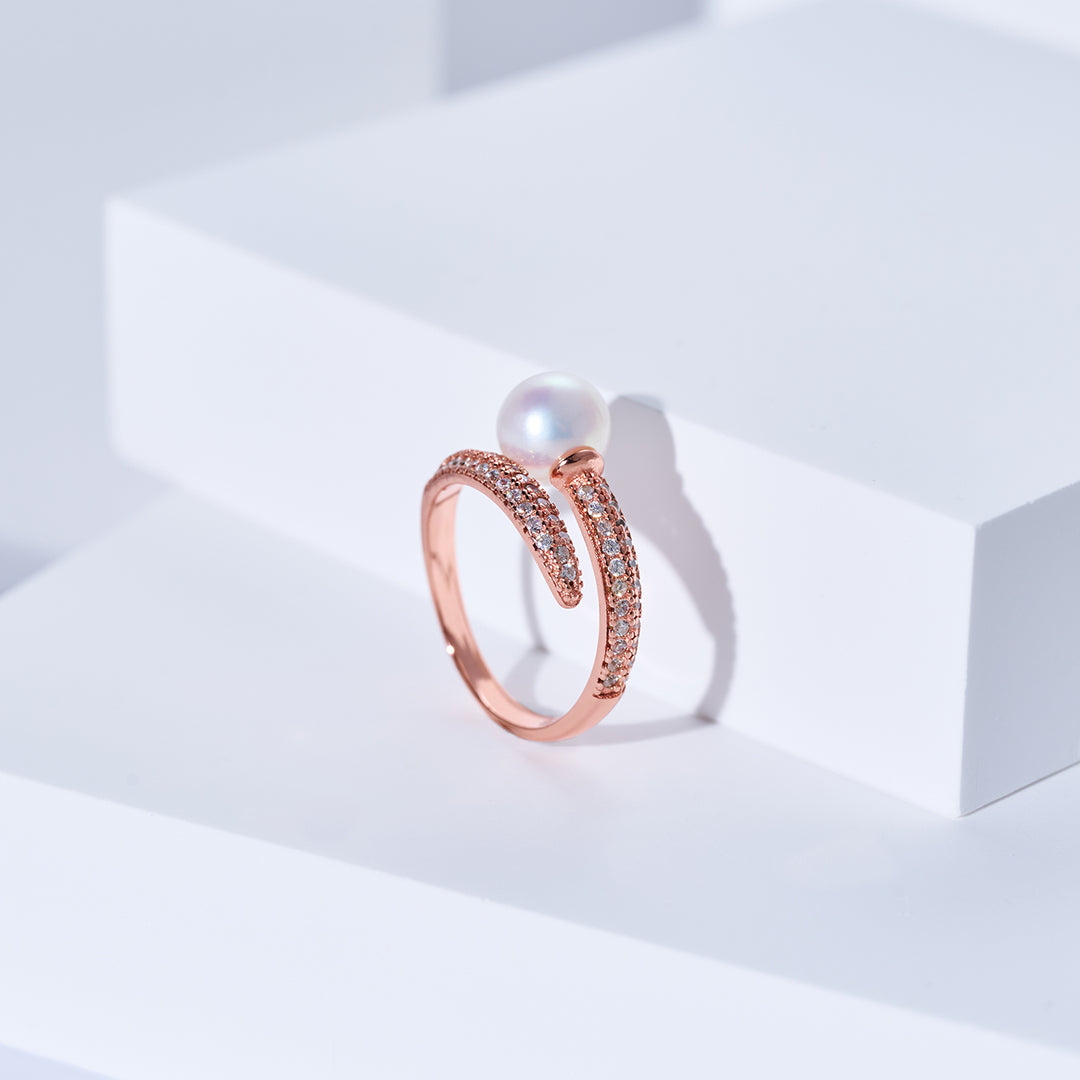 خاتم أنيق من اللؤلؤ العذب WR00156