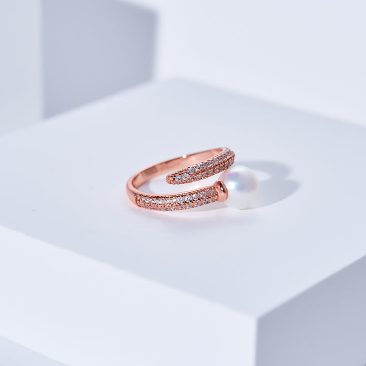 خاتم أنيق من اللؤلؤ العذب WR00156