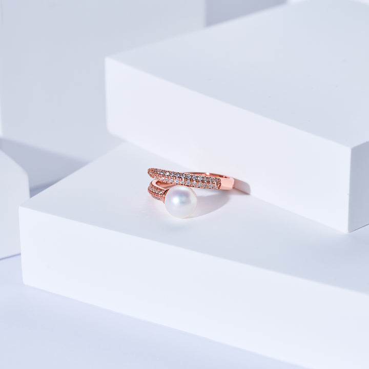 خاتم أنيق من اللؤلؤ العذب WR00156