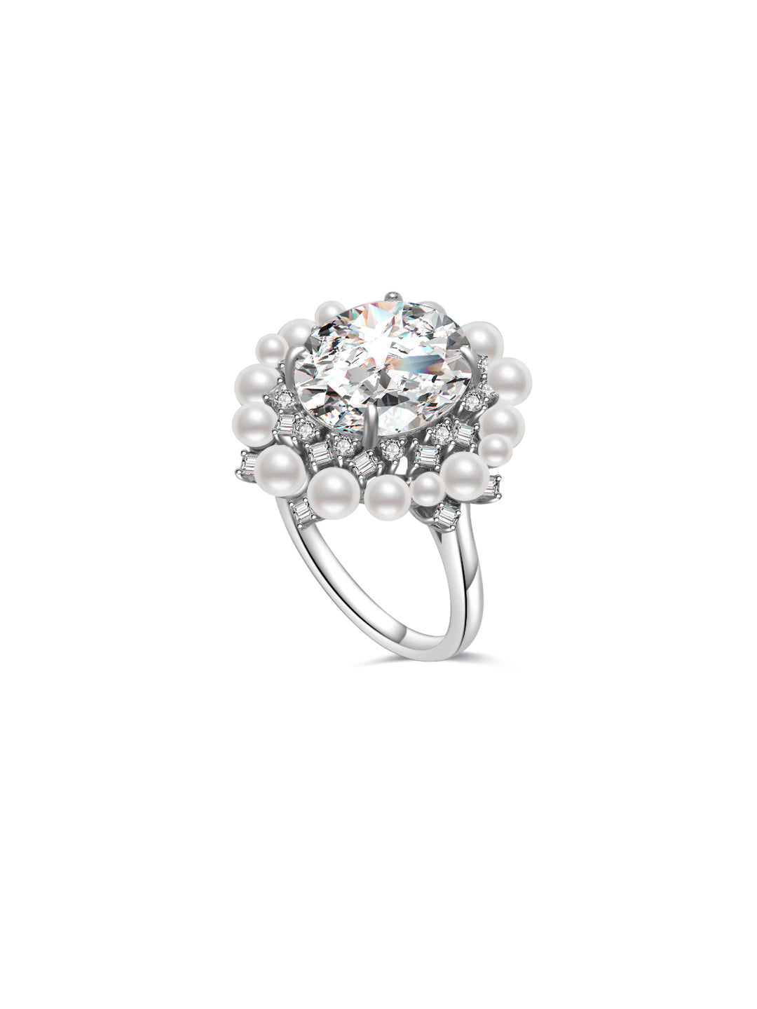 Anillo de perla de agua dulce de primera calidad WR00225 | CELESTE