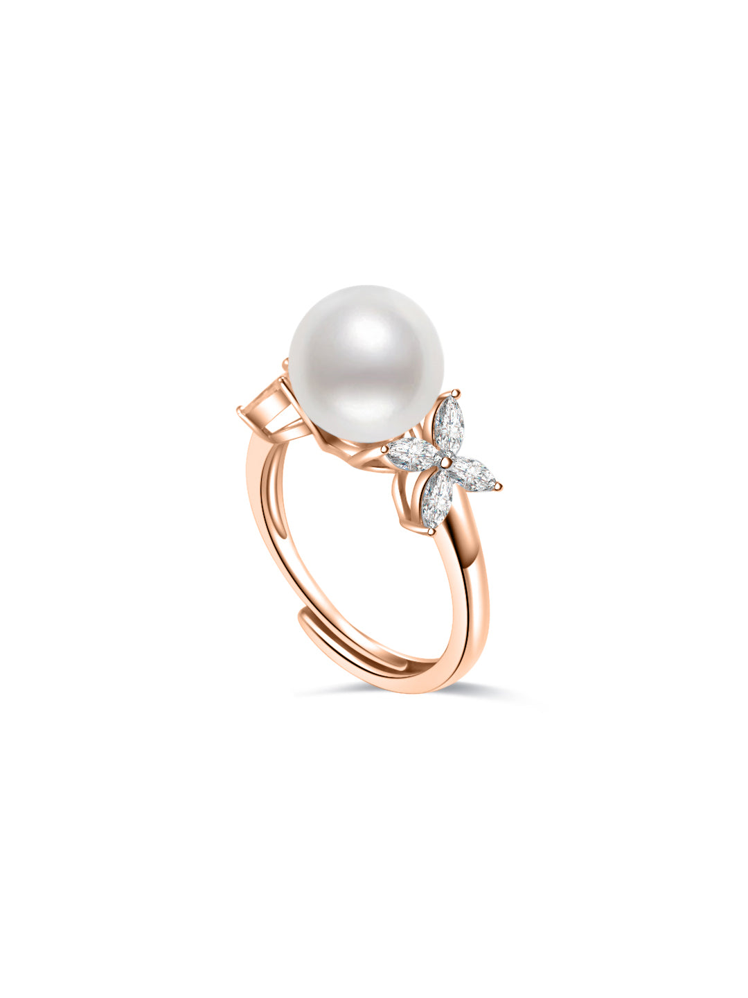 Bague en perles d'eau douce de qualité supérieure WR00244 | FEUILLES CONTINUES