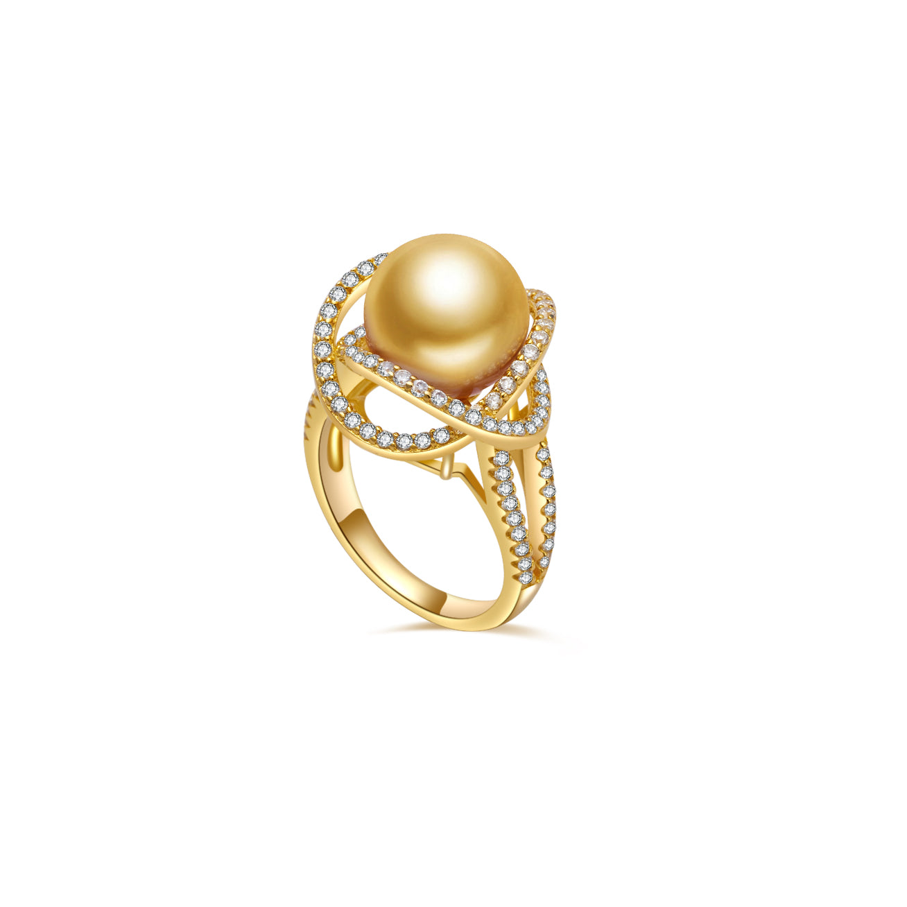 Gold ring design deals with pearl