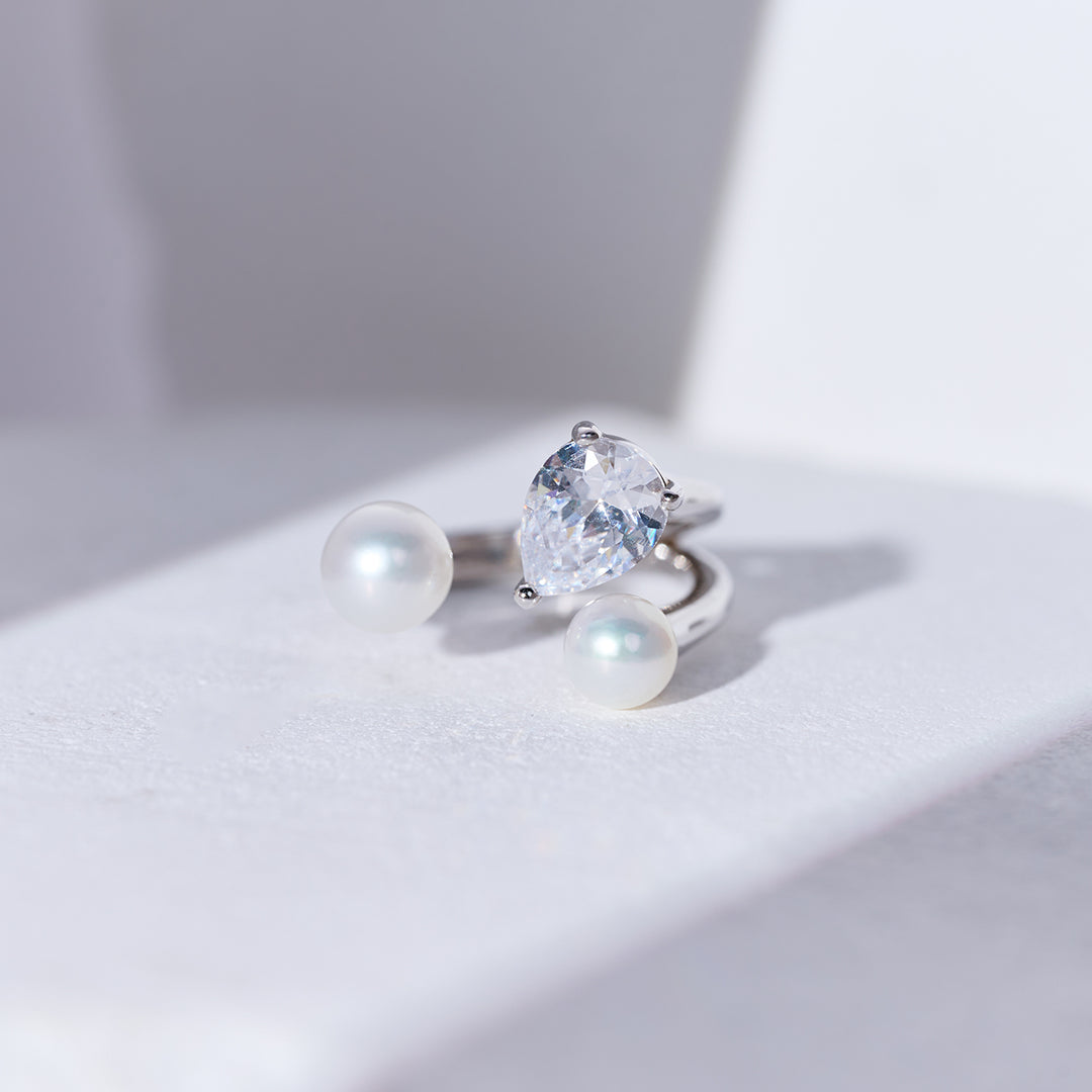 Anello con perla d'acqua dolce di grado superiore WR00283 | EVERLEAF