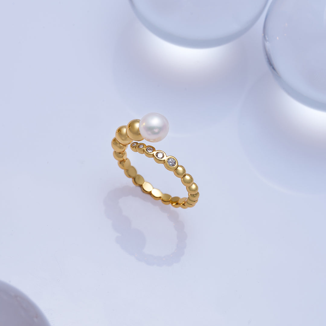 Anello con perla d'acqua dolce di grado superiore WR00287 | BOLLA