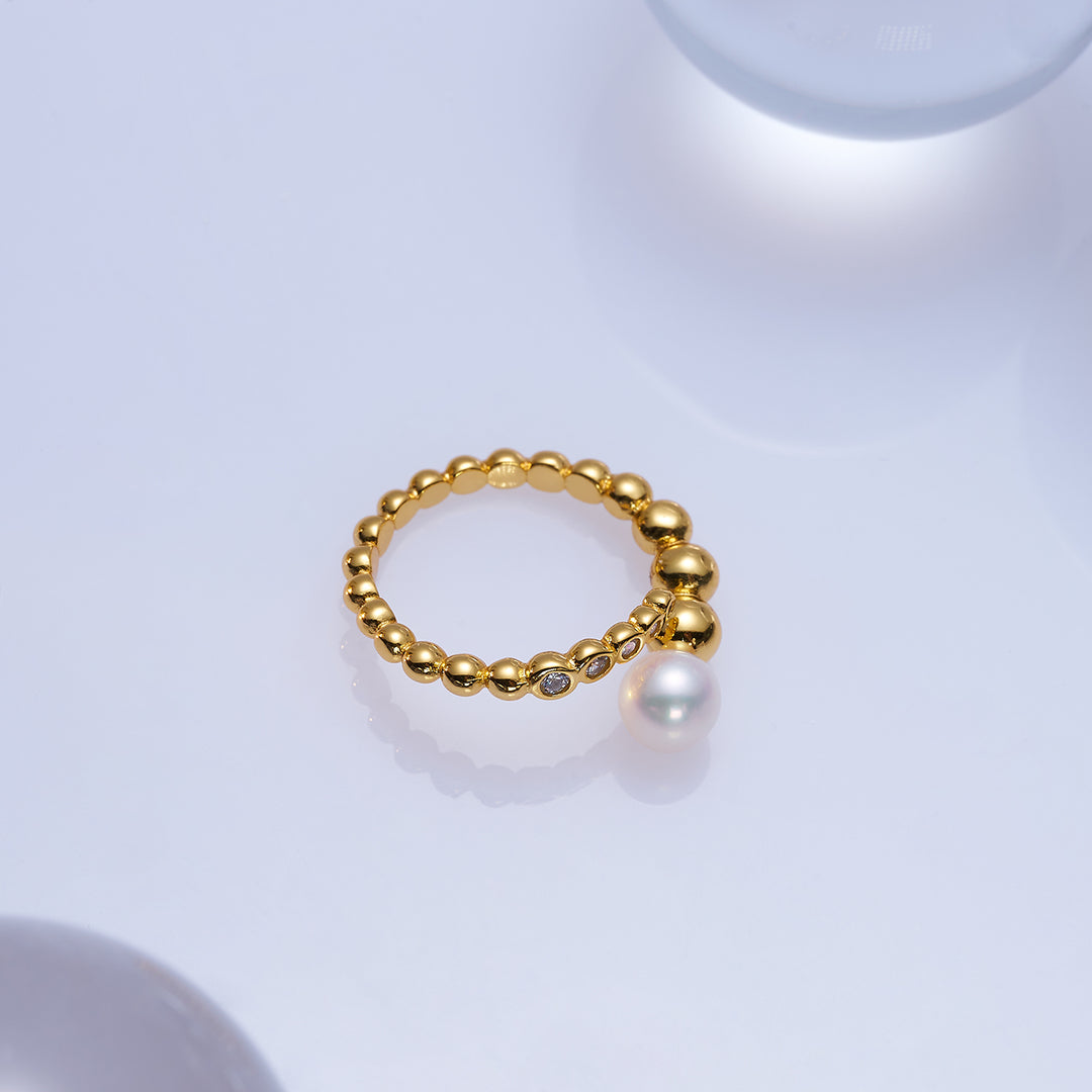 Anello con perla d'acqua dolce di grado superiore WR00287 | BOLLA