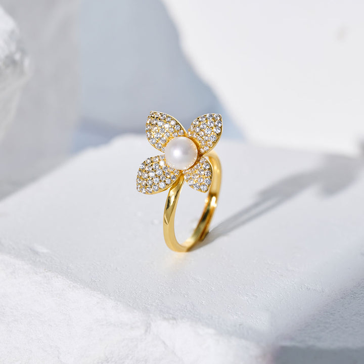 Anelli in Perle d'Acqua Dolce di Alta Qualità WR00293 | FIORITURA