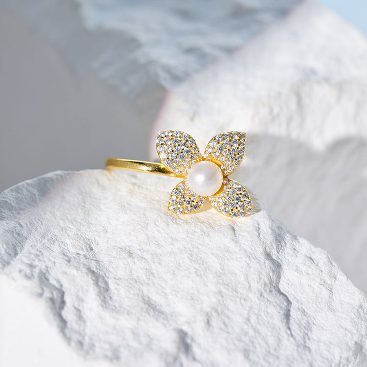 Anelli in Perle d'Acqua Dolce di Alta Qualità WR00293 | FIORITURA