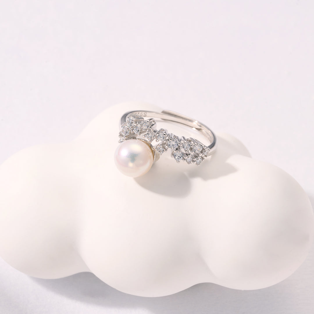 Bague en perles d'eau douce de qualité supérieure WR00297 | CÉLÈSTE