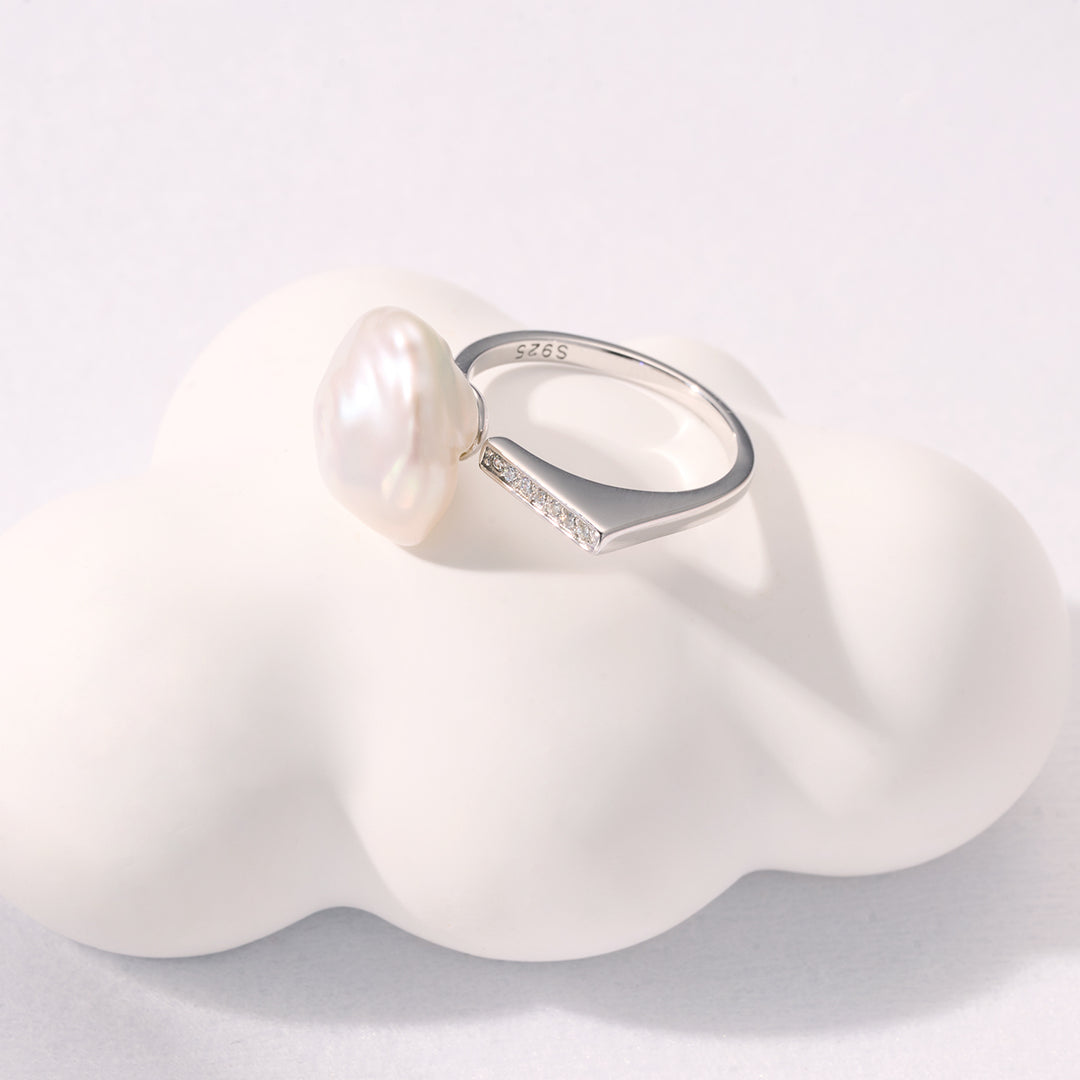 Anello con perla d'acqua dolce barocca WR00300 | NUVOLA