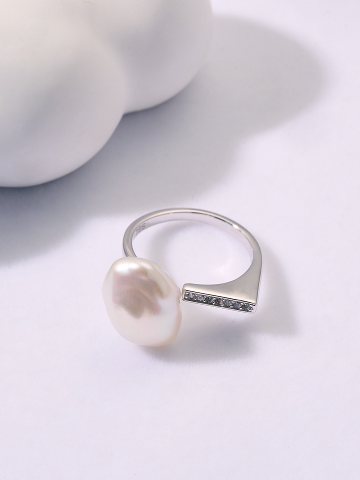 Anillo de perla de agua dulce barroca WR00300 | NUBE