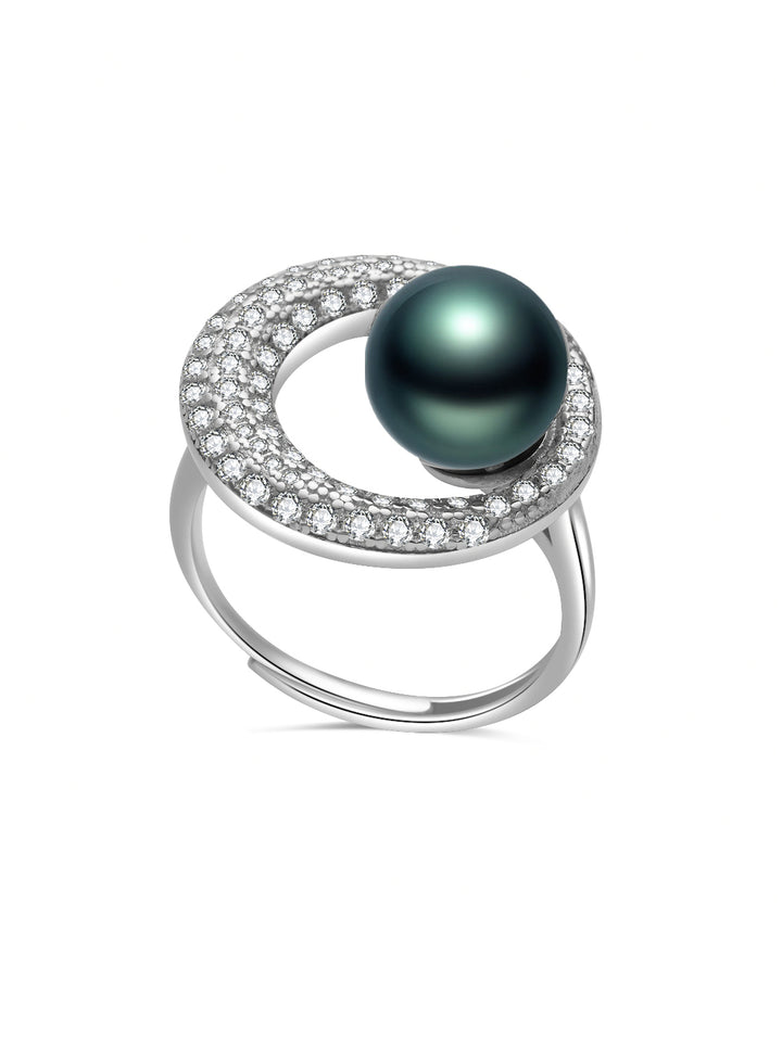 Anello con perla di Tahiti di acqua salata dalla lucentezza superiore WR00302