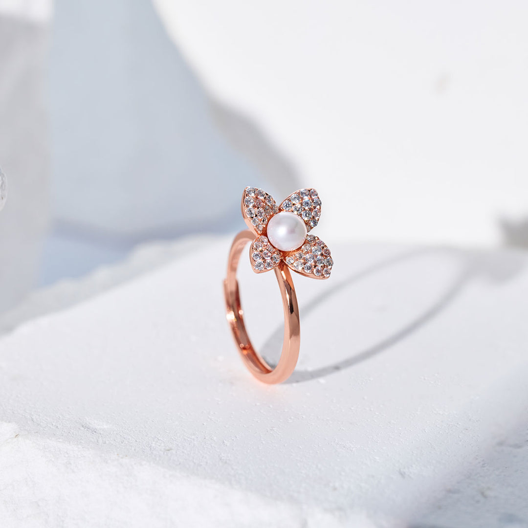 Anelli in Perle d'Acqua Dolce di Alta Qualità WR00306 | FIORITURA