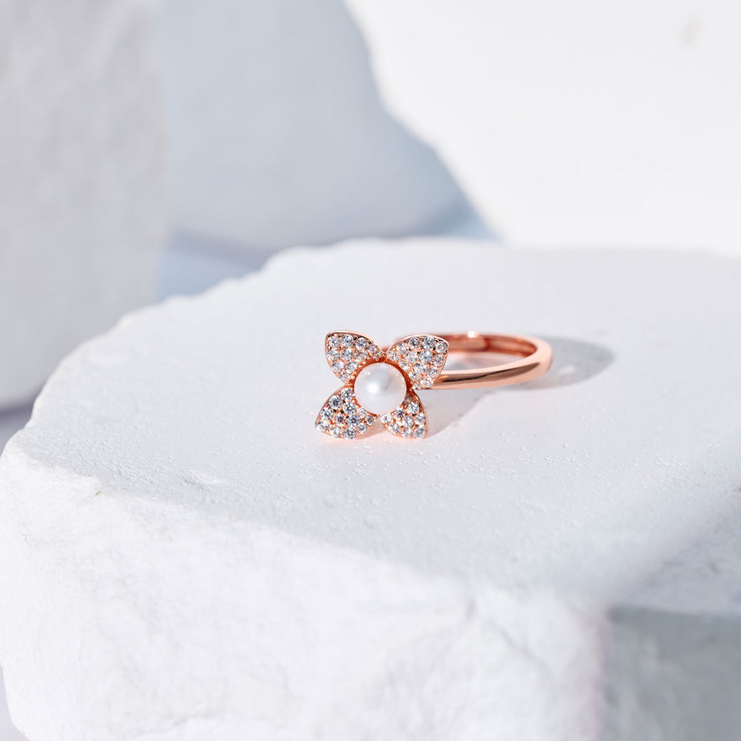 Anelli in Perle d'Acqua Dolce di Alta Qualità WR00306 | FIORITURA