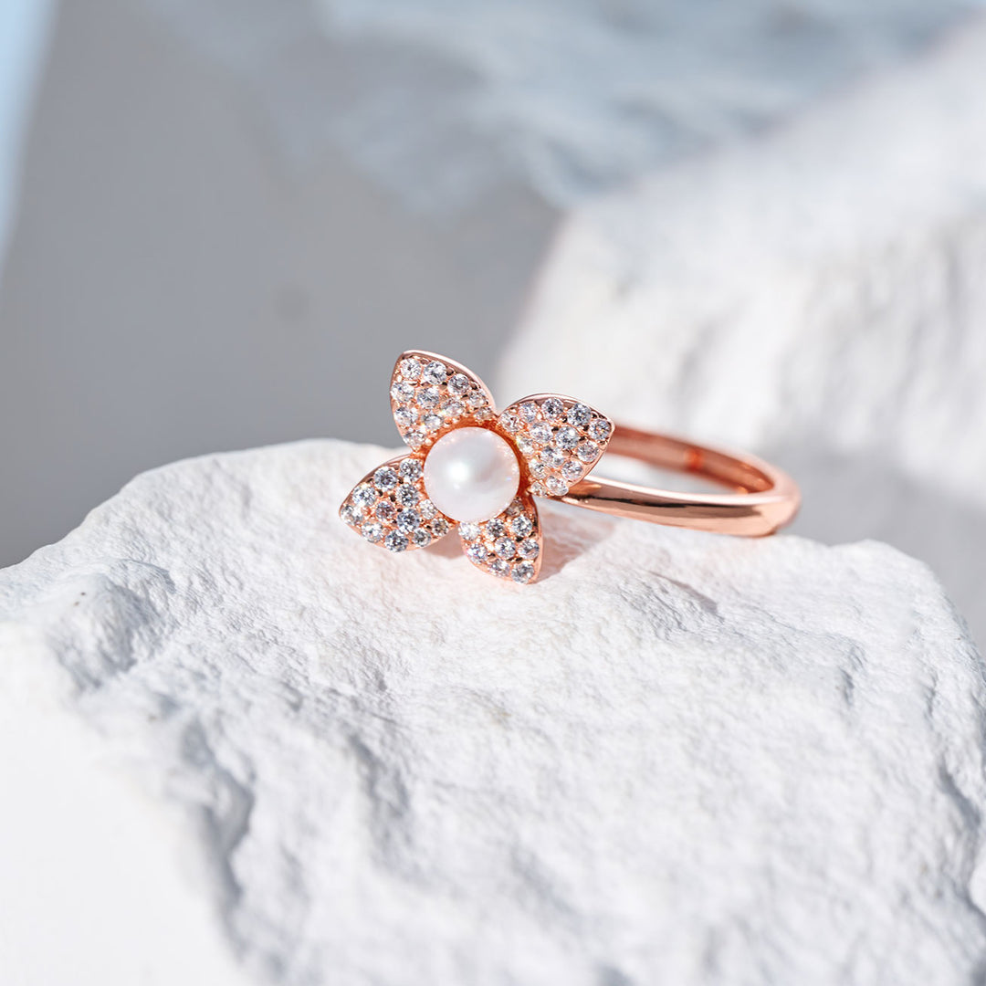 Anelli in Perle d'Acqua Dolce di Alta Qualità WR00306 | FIORITURA