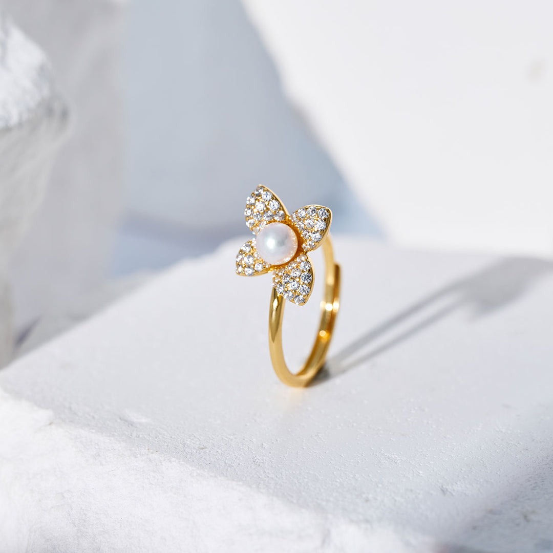 Anelli in Perla d'Acqua Dolce di Alta Qualità WR00307 | FIORITURA