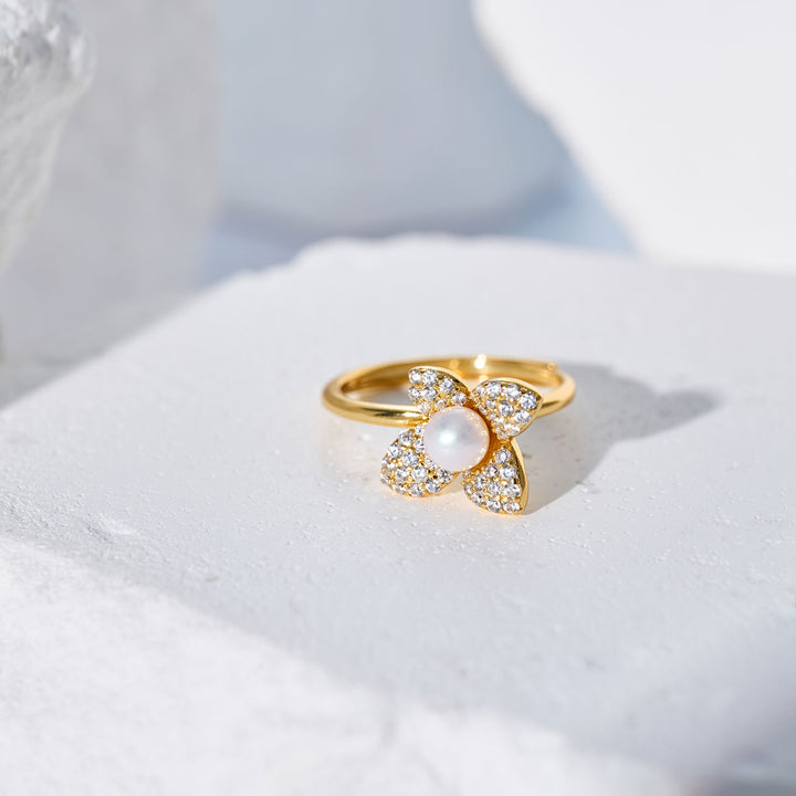 Anelli in Perla d'Acqua Dolce di Alta Qualità WR00307 | FIORITURA