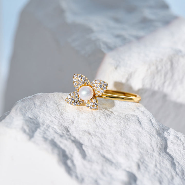 Anelli in Perla d'Acqua Dolce di Alta Qualità WR00307 | FIORITURA