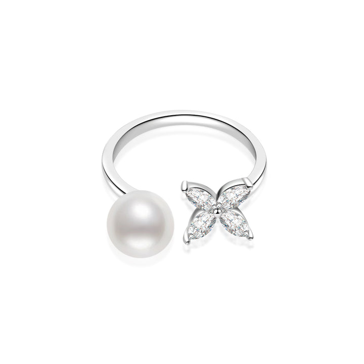 18K Diamond Akoya Pearl Ring KR00104 | EVERLEAF