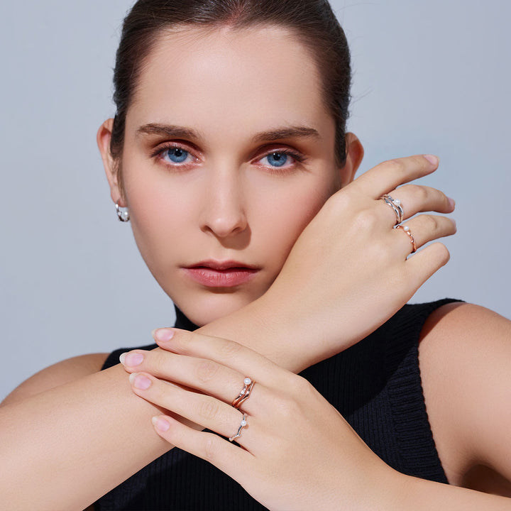 Top Grade Freshwater Pearl Duo Ring WR00363 | ROSE