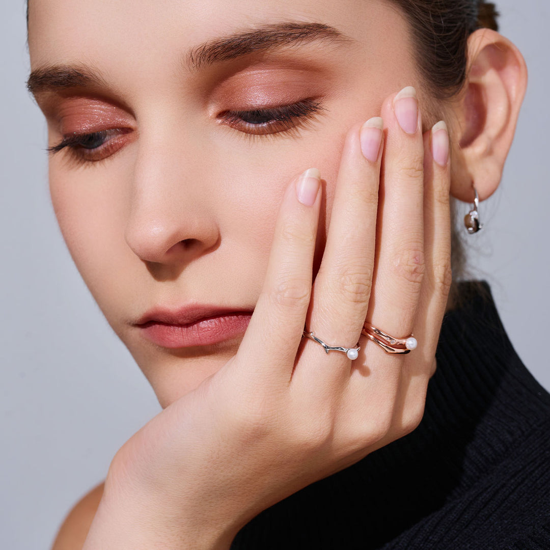 Top Grade Freshwater Pearl Duo Ring WR00363 | ROSE