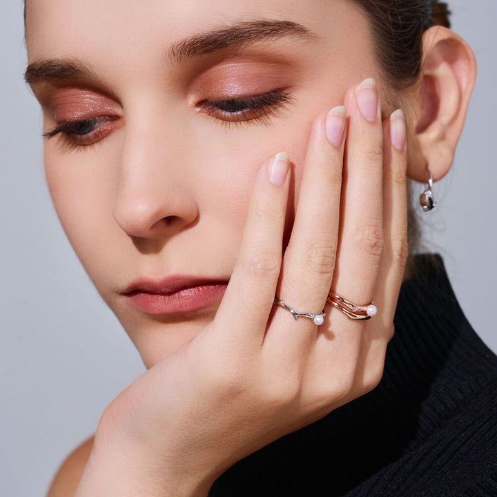 Top Grade Freshwater Pearl Duo Ring WR00363 | ROSE