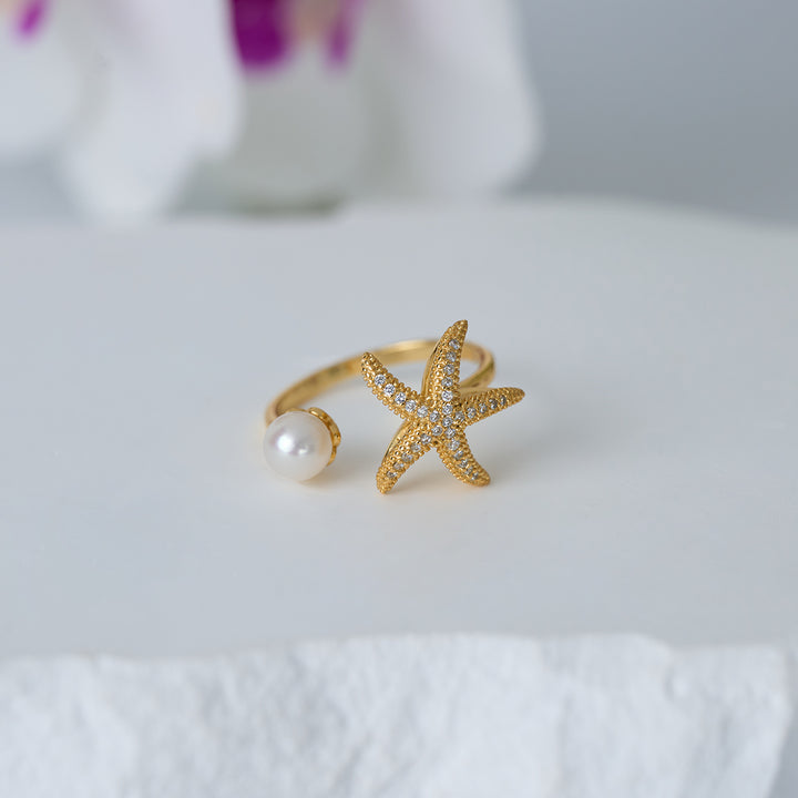 Bague en Perle d'Eau Douce de Haute Qualité WR00323 | ÉTOILE DE MER