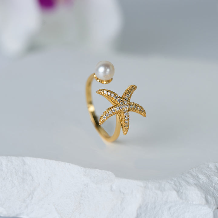 Bague en Perle d'Eau Douce de Haute Qualité WR00323 | ÉTOILE DE MER