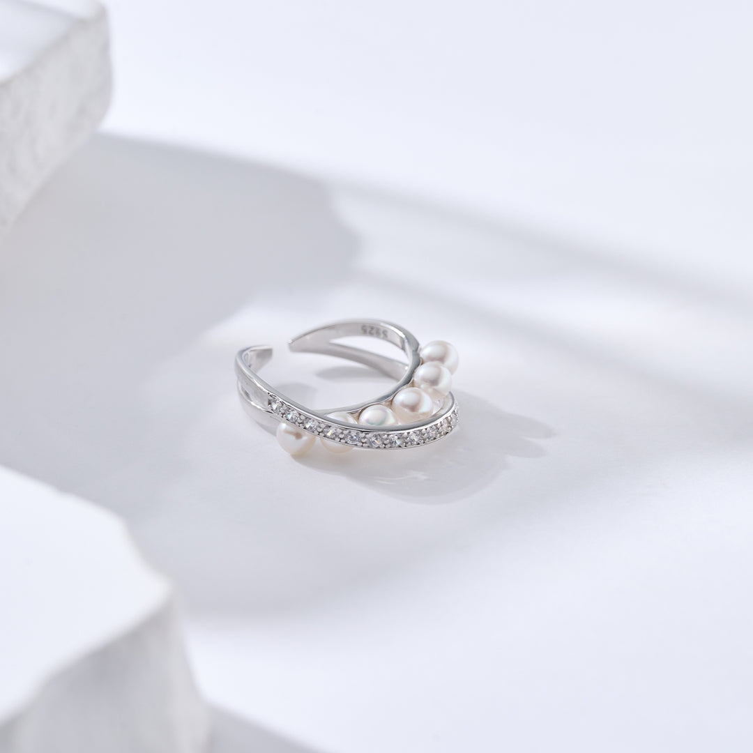 Bague en perle d'eau douce de première qualité WR00328 | CONNECTER