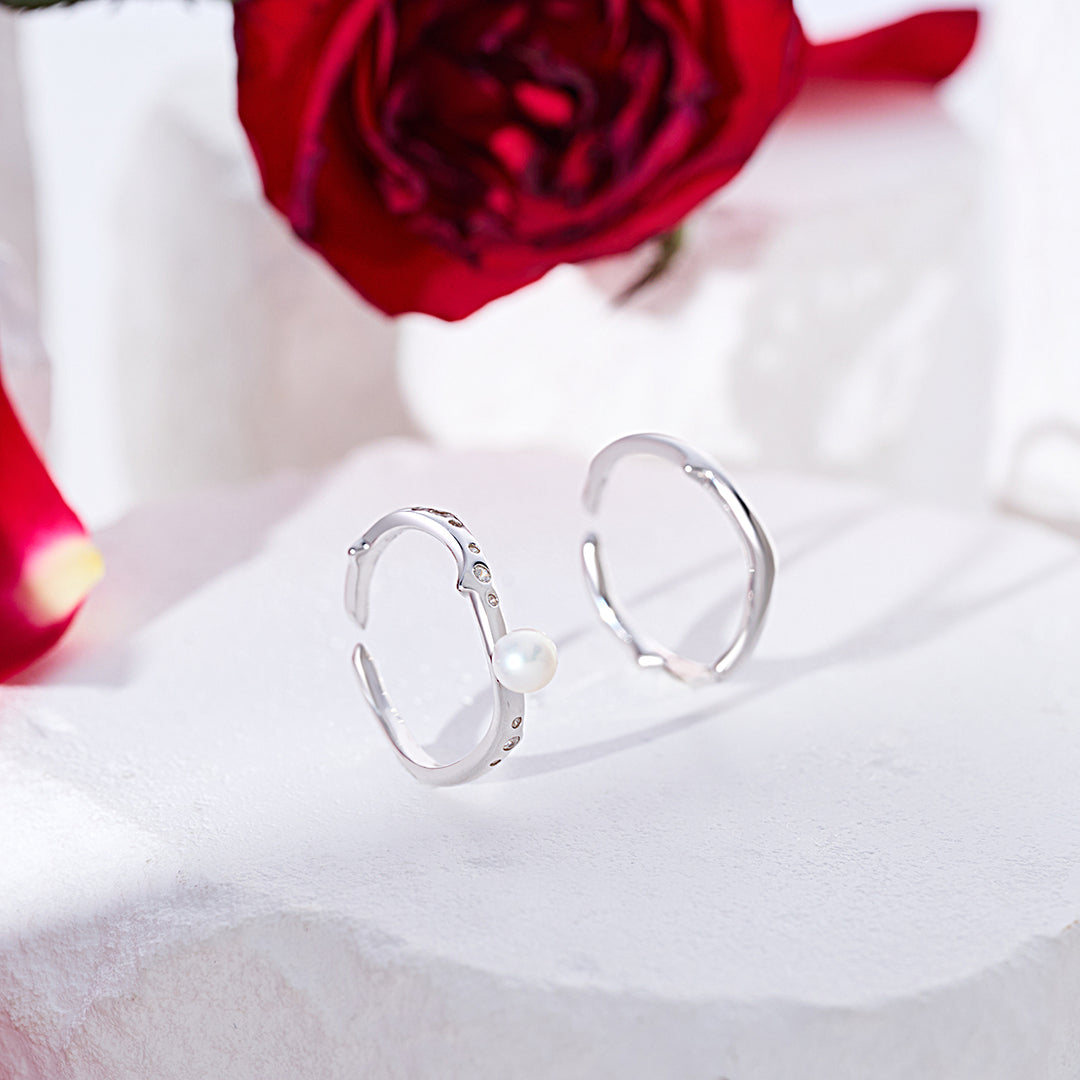 Top Grade Freshwater Pearl Duo Ring WR00329 | ROSE
