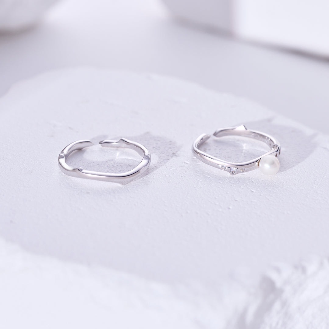 Top Grade Freshwater Pearl Duo Ring WR00329 | ROSE - PEARLY LUSTRE