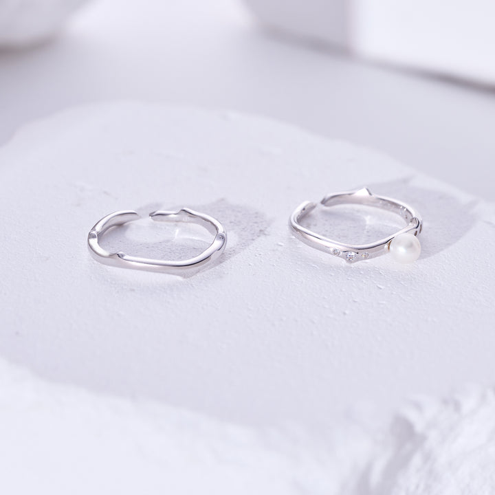 Top Grade Freshwater Pearl Duo Ring WR00329 | ROSE - PEARLY LUSTRE