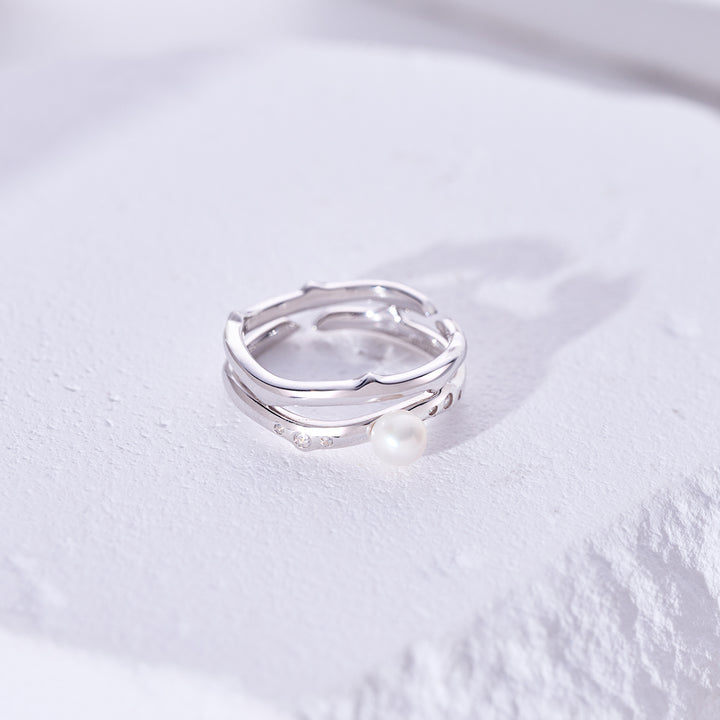 Top Grade Freshwater Pearl Duo Ring WR00329 | ROSE - PEARLY LUSTRE