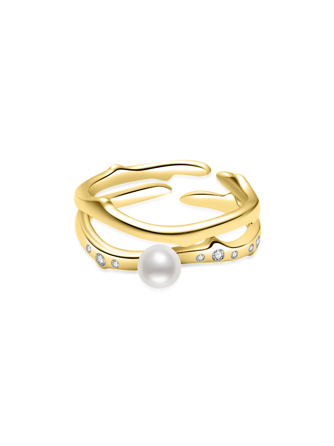Bague Duo en Perles d'Eau Douce de Haute Qualité WR00330 | ROSE