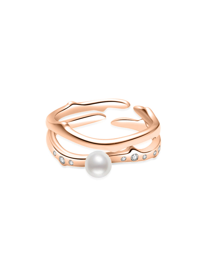 Bague Duo Perle d'Eau Douce de Qualité Supérieure WR00363 | ROSE