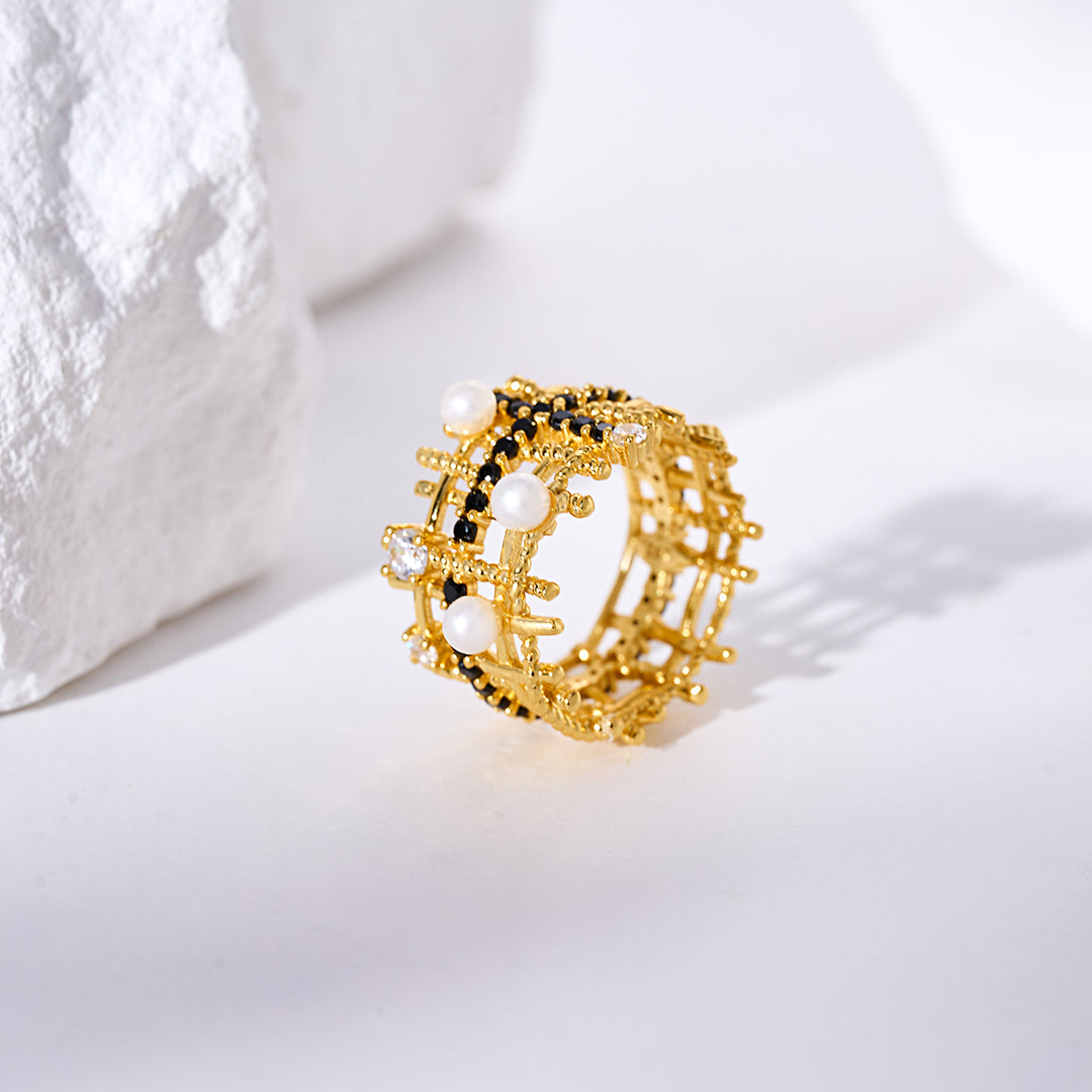 Top Grade Freshwater Pearl Ring WR00370 | TWEED - PEARLY LUSTRE